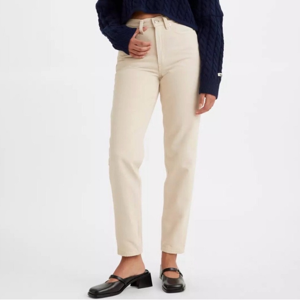 Levi's Premium 80s Mom Jeans Women's 25x28 Cream Beige NWT High Rise Tapered